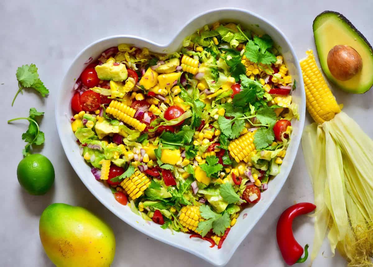 Healthy Rainbow Tropical Mango Salad: Fresh & Easy Vegetarian BBQ Dish